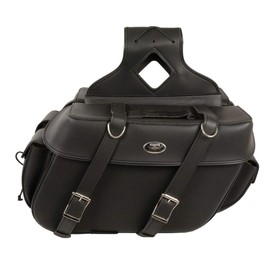 Milwaukee Leather SH57401ZB Large Black 2-Strap Zip-Off PVC Throw Over Motorcycle Saddlebags - Large