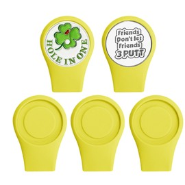 VEASAERS Golf Hat Clip Silicone Holder Value 5 Pack with 2 Ball Markers, Strong Magnetic Ball Marker Attach to Pocket Hats Cap Belt Edge Gifts for Golfers Men Women Kids (5 Pack Yellow)