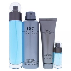 Perry Ellis 360 for Men-4 Pc Set 3.4oz EDT Spray, 6.8oz Deodorizing Spray & More