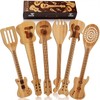 Wiooffen 6 Pcs Guitar Shaped Cooking Utensils Set Guitar Bamboo
