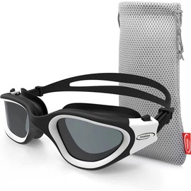 Emsina Swim Goggles, Polarized Swimming Goggles Anti-Fog for Adult Men Women (white Smoke Lens)