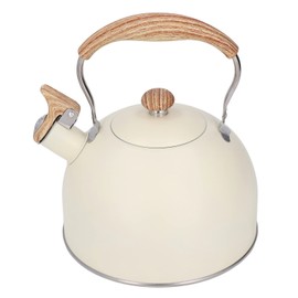 Whistling Kettle with Wooden Handles, 2.5L Tea Kettle for Stove Top Stainless Steel Camping Kettle for Induction Gas Stove, for Kitchen Camping Fishing Workshops Garages