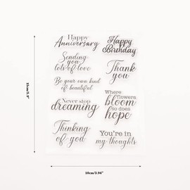 arriettycraft Phrase Sentiment Clear Stamps Anniversary Birthday Thank You Rubber Stamps Clear Stamps for Card Making Decoration and DIY Scrapbooking