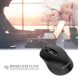 YUMQUA G222 - Mouse silencioso USB con 2 Niveles de dpi Ajustables (800/1200), Mouse de 4 Botones para PC, MacBook portátil, se Adapta a usuarios diestros y Zurdos, Paquete de 4