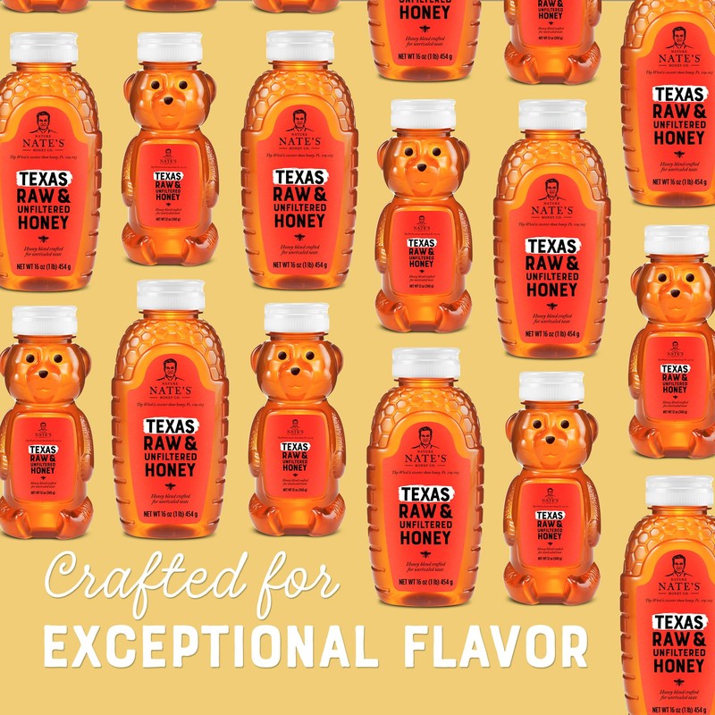 Nate's Texas 100% Pure, Raw & Unfiltered Honey - 12