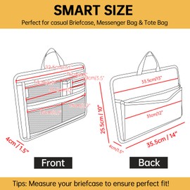 Slim Rugged Organizer Insert for Briefcase Messenger Tote Bag-13 Pockets,Durable Padded Nylon,Handle - Purple