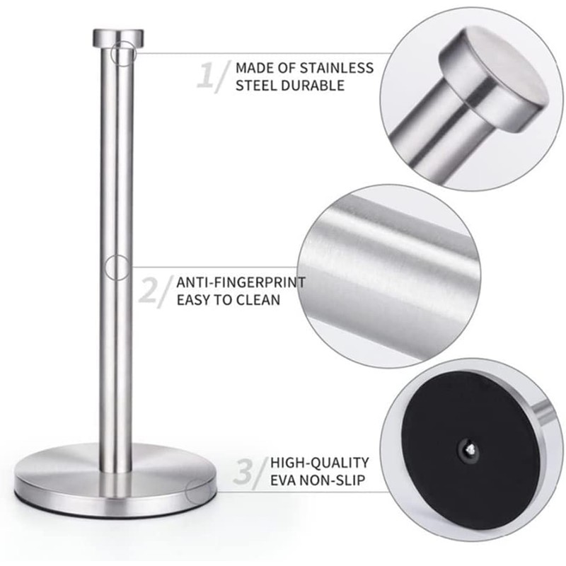 Standing Kitchen Roll Holder, Stainless Steel, Sturdy Kitchen Roll Dispenser,