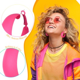 Colourful Hoop Earrings Large, 80s Retro Neon Earrings Fashion Jewellery Chunky Hoop Earrings 80s Accessories in 6 Colours, 90s Outfit Women, Iron, No Gemstone