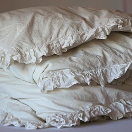 ADDSOUL Paris Dove Bed Linen Set 135 x 200 + 80 x 80 cm Made in Turkey Ruffle Set Oeko Tex 100% Cotton with Zip (Dove)