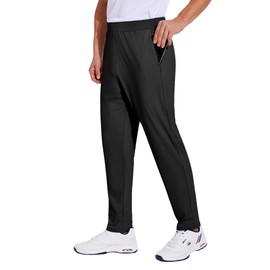 PINSPARK Men's Golf Pants Stretch Lightweight Quick Dry Pants UPF50+ Elastic Waist Pants with Zipper Back Pocket Joggers Black