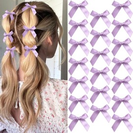 SAWINDA 20PCS Purple Mini Hair Bows Ribbon Alligator Bowknot Hair Ribbon Hair Barrettes for Teens Kids Small Claw Clips for Thick Thin Hair Cute Hair Accessories for Women Girls