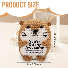 Sea Otter Cute Mini Animal Crochet with Positive Message Card, Positive Crochet Animals Emotional Support Crochets Positive Gifts Animals Dolls for Friends Coworkers Birthday Encouragement Party