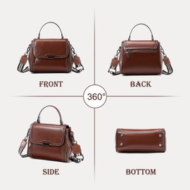 MoreFarther Women's Leather Shoulder Handbags, Top Handle Cross Body Bag with 2 Detachable Adjustable Straps, Convertible Satchel Purse with Multiple Pockets for Women (Coffee)