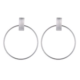 Wendalern Large Golden Hoop Earrings Large Circle Dangle Drop Earrings Classic Geometric Rectangular Stud Earrings Thin Hoop Earrings Simple Hypoallergenic Hoop Earrings Jewellery for Women, Zinc, No