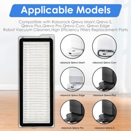 (4 Pack) Qrevo S Replacement HEPA Filter Compatible with Roborock Qrevo MaxV, Qrevo Plus, Qrevo Pro, Qrevo Curv, Qrevo Edge Robot Vacuum, Filters Accessories Kit, Replacement Parts (NOT FOR Q Revo)