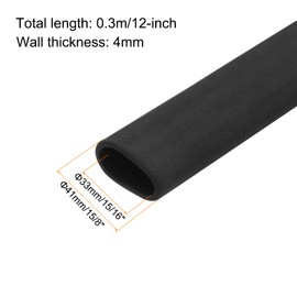 MECCANIXITY Foam Grip Tubing Handle Grips 1 5/16"(33mm) ID 1 5/8"(41mm) OD 12" Black for Pipe Insulation, Utensils, Fitness, Tools Handle Support
