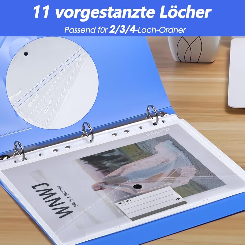 Document Folder A4, Transparent Document Bag A4 with Press Stud,