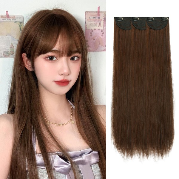 Sofeiyan Long Straight Collar Wig, Clip-on Type, Set of 3,