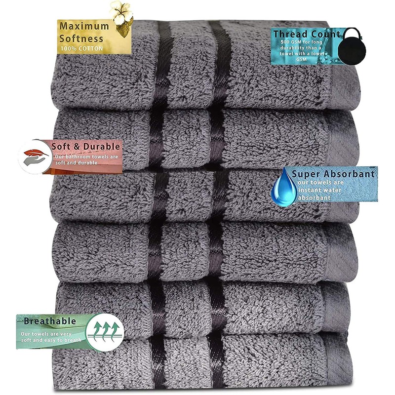 Towelogy® 600GSM Cotton Washcloths Multipack Quick Dry Flannels Face Towels