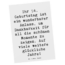 Mr. & Mrs. Panda Postcard Saying 94th Birthday - Gift, Happy Birthday, Love, Memory Gift, Birthday Age, Happy Years,