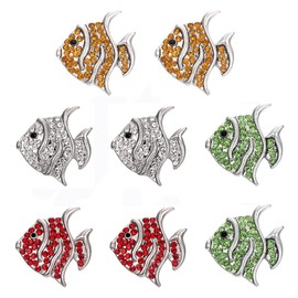 brandname Duolai 8pcs Art Inlay Rhinestone Sea Fish 18mm Snaps Buttons Accessories for Interchangeable Snaps Charms Jewelry Making DIY Adjustable Snap Necklaces Bracelets Rings Earring Set, Multi