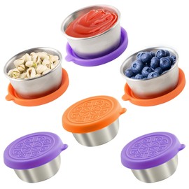 6x1.6 Oz Salad Dressing Containers With Lids, Small Leakproof Reusable Stainless Steel Salad Dressing Container To Go For Lunch Boxes,Sauce containers, Picnics,Travel Meal Prep And Kitchen Storage.