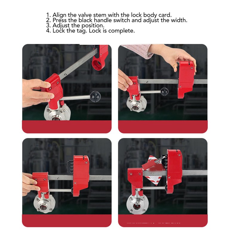 Butterfly Valve Lockout 4 Hole Adjustable 70mm‑210mm High Strength Butterfly