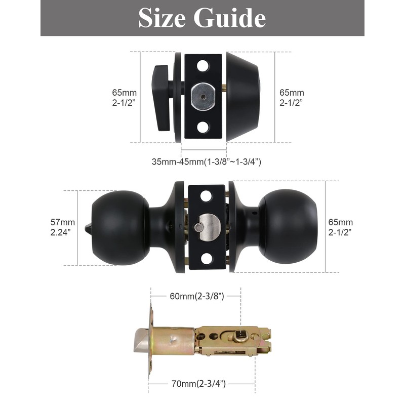 Lanwandeng (2 Sets) All Keyed Same Entry Knobs&Single Cylinder Deadbolt