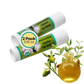 Desert Oasis Skincare Organic Lip Balm - 70% Jojoba Oil with Beeswax - No Fillers or Additives - Moisturizes Dry Lips - Unflavored, & Travel-Ready - 2-Pack - 0.15 oz/4.6 gm - Unscented
