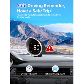 Heads Up Display for Cars, Speedometer for Car Moman HS1 Car HUD KM/H MPH Compass Direction USB Cable Plug & Play Over Speed Alert Fatigue Driving Reminder for All Vehicle