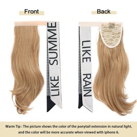 Pferdeschwanz Extensions,40cm Klettverschluss Wrap Gewellte Pferdeschwanz Verlängerung Haarteil Zopf Clip in Ponytail Extension Synthetik Haarverlängerung für Damen Mädchen