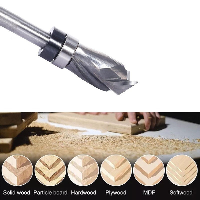 SICWOOD Compression Top Bearing Flush Trim Router Bit 1/4 Shank
