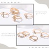 TWINKLEDE Boho Stackable Rings 17Pcs Rhinestone Finger Rings Gold Crystal