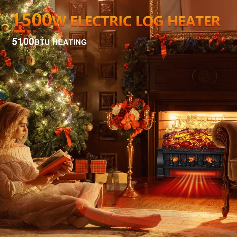 R.W.FLAME Electric Fireplace Log Set Heater 21IN, Remote Control, Flame