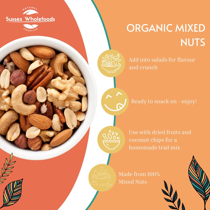 Sussex Wholefoods Organic Mixed Nuts 250g: Premium Blend for Snacking