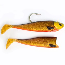 Team Deep Sea Saltwater Jig Shad, 24.0 cm, 400 g, 1 Head + 2 Shads, Golden