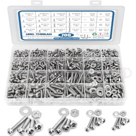 Farady 700Pcs Bolts and Nuts Assortment Kit #4-40#6-32#8-32#10-24 Slotted Phillips Pan Head Assorted Nuts and Bolts Flat Washers Set Stainless Steel Hardware Assortment with Storage Case