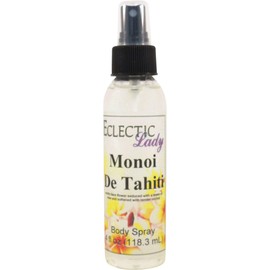 Eclectic Lady Monoi de Tahiti Body Spray, 4 ounces, Body Mist for Women with Clean, Light & Gentle Fragrance, Cologne with Soft, Subtle Aroma For Daily Use