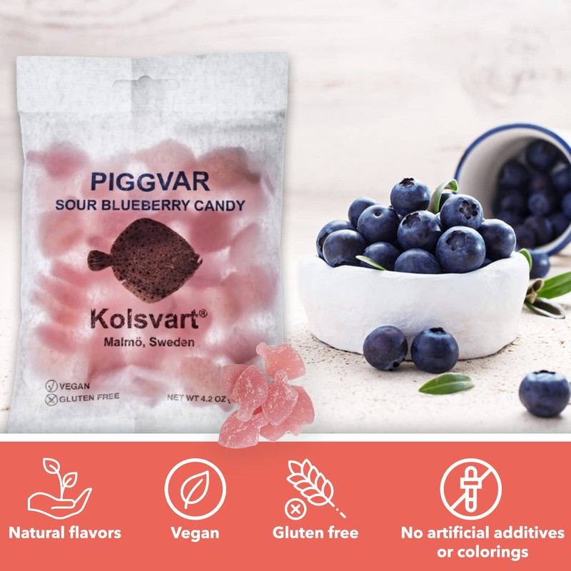 Kolsvart Sour Blueberry Piggvaren, 4.2 OZ