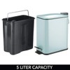 mDesign Slim Metal Rectangle 1.3 Gallon Trash Can with Step
