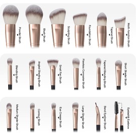 MAANGE Makeup Brushes with Case, MAANGE 18 Pcs Professional Makeup Brush Set Premium Synthetic Face Kabuki Brush Kit Foundation Blush Powder Eyeshadow Brushes Set Christmas GiftCoffee)