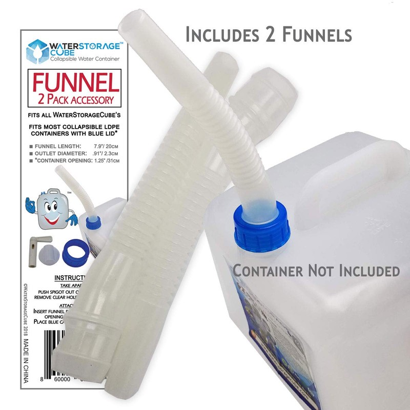 WaterStorageCube Funnel Spout 2-Pack Accessory for Collapsible Water Container Cubes,