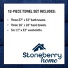 Stoneberry Home 12-Piece Towel Set with Three Bath Towels, Three