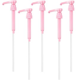 5 count Syrup Pump, Flavor Syrup Pump Dispenser Replacement Fits 750ml-1l Bottles for Coffee, Flavorings(Pink) - Color: Pink
