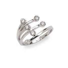 JewelryWeb Solid 925 Sterling Silver Elegant Waterfall Bypass Adjustable Cubic Zirconia Toe Ring (10mmx15mm)