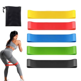 Resistance Bands Set of 5 Elastic Workout Loop Band Skin-Friendly Mini Fitness & Loop Exercise Band with 5 Different Resistance Levels for Exercise Gym Yoga Training Stretching Pilates Men Women