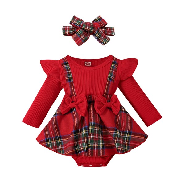 Engofs Baby Girl Christmas Outfit Newborn Infant Long Sleeve Romper