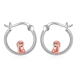 VONALA Dachshund Hoop Earrings 925 Sterling Silver Cute Animal Dog Jewelry Birthday Gifts for Women (Dachshund)