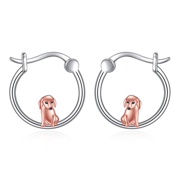 VONALA Dachshund Hoop Earrings 925 Sterling Silver Cute Animal Dog