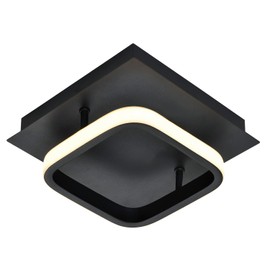 Modern Designer Square Strip LED Ceiling Lighting Fitting in Matte Black | 12w Power | 3000k Warm White Colour | 576 Lumens | IP20 Rated by Happy Homewares